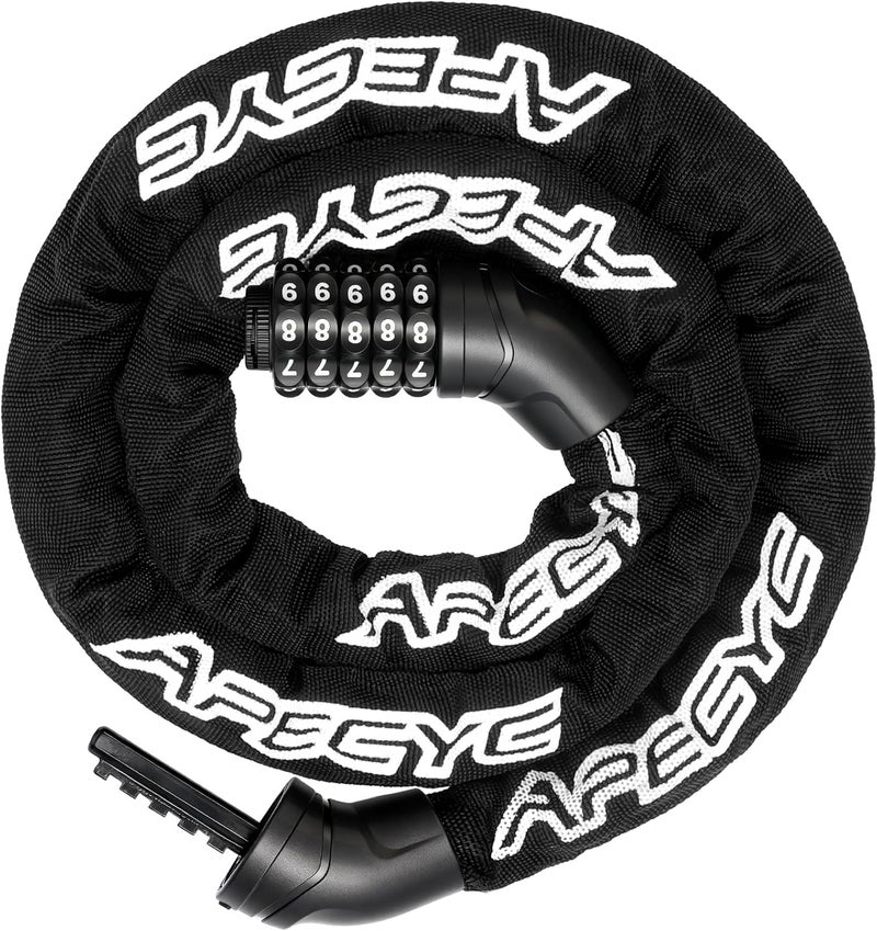 APECYC Heavy Duty Bike Chain Lock – 5 Digit Combination Anti-Theft Bicycle Lock, 3FT/4FT/5FT Hardened Steel Square Links for E-Bike, Motorcycle, Scooter, Gate - Image 1